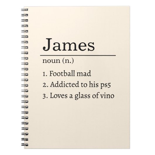 Funny Personalized Dictionary Name Definition ノートブック (正面)