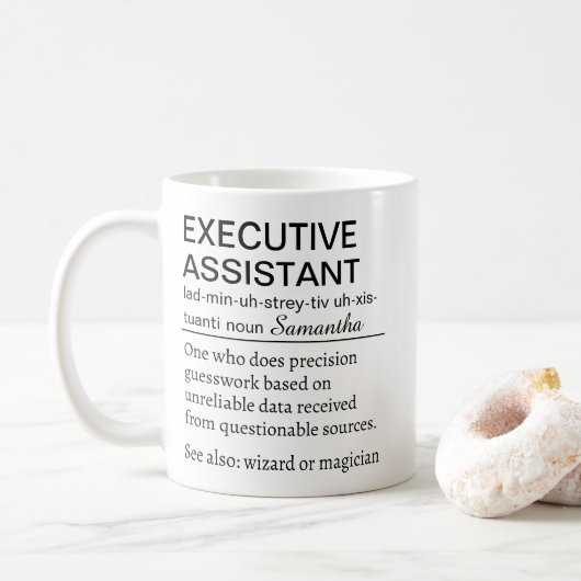 Funny Personalized Executive Assistant Definition  コーヒーマグカップ (ドーナツ)