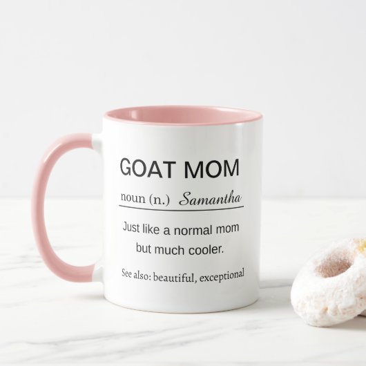 Funny Personalized Goat Mom Definition マグカップ (ドーナツ)