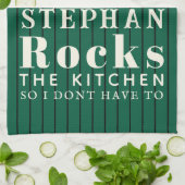 Funny personalized Kitchen Meat Whisperer Green キッチンタオル (折り畳み)