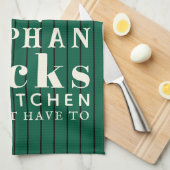 Funny personalized Kitchen Meat Whisperer Green キッチンタオル (四つ折り)