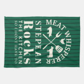 Funny personalized Kitchen Meat Whisperer Green キッチンタオル (横)