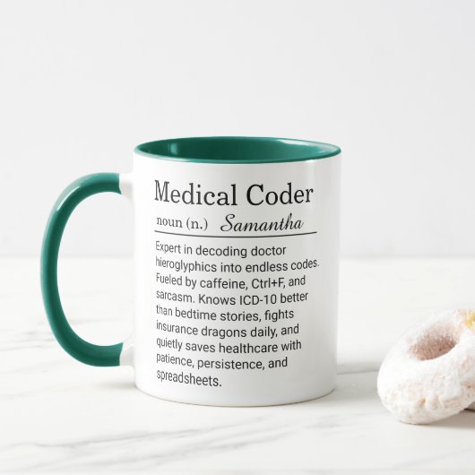 Funny Personalized Medical Coder Definition マグカップ (ドーナツ)