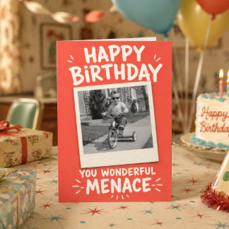 Funny Personalized Menace Birthday Card With Photo カード
