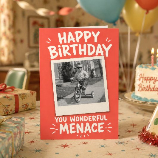 Funny Personalized Menace Birthday Card With Photo カード