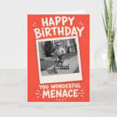Funny Personalized Menace Birthday Card With Photo カード (正面)