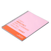 Funny Personalized Modern Pink Orange Custom Name ノートブック (左側)