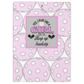 Funny Personalized Pickleball "Play Like A Girl" クリップボード (裏面)