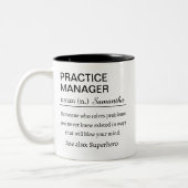 Funny Personalized Practice Manager Definition ツートーンマグカップ (左)
