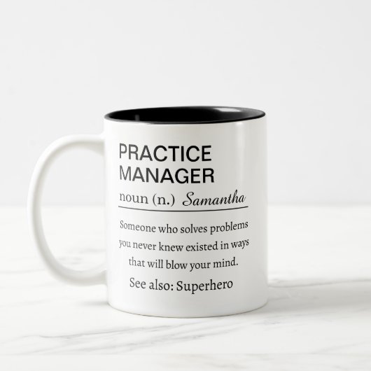 Funny Personalized Practice Manager Definition ツートーンマグカップ (左)
