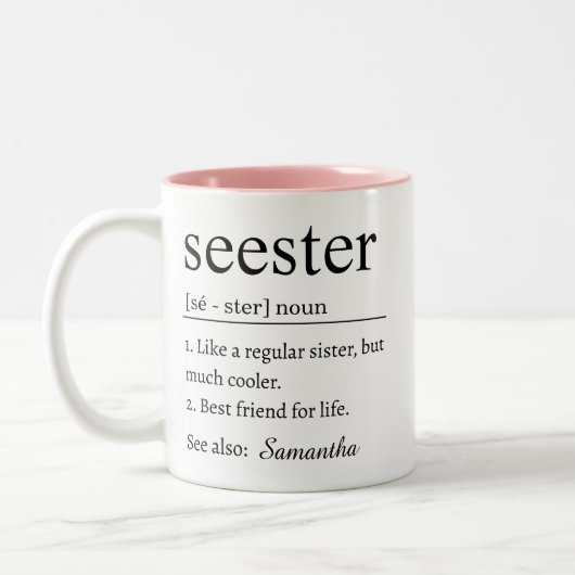Funny Personalized Sister Definition Mug ツートーンマグカップ (左)