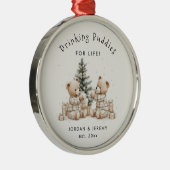 Funny Personalized Twin Drinking Buddies Christmas メタルオーナメント (右)