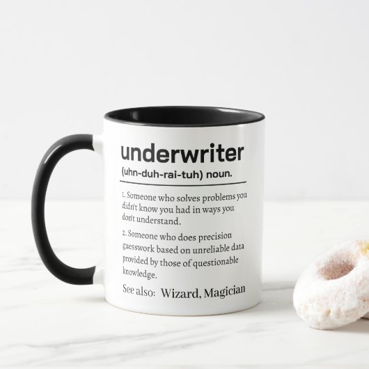 Funny Personalized Underwriter Definition マグカップ (ドーナツ)