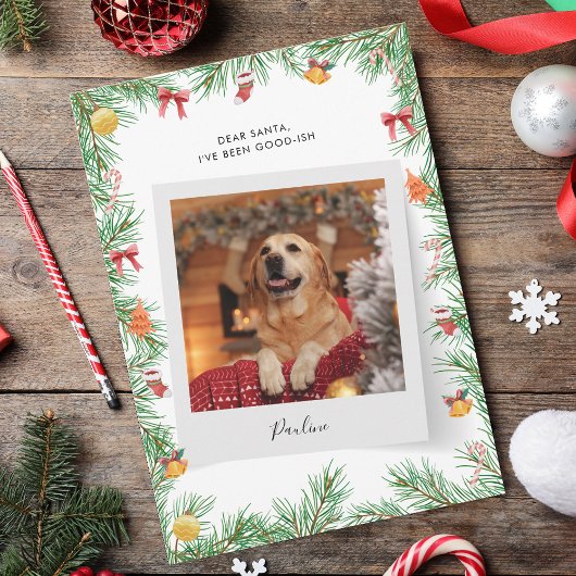 Funny Pet Dog Photo Nice List Custom Christmas シーズンカード