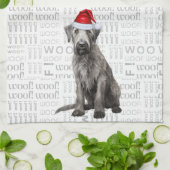 Funny Pet Lover Holiday Wolfhound Dog Christmas キッチンタオル (折り畳み)