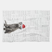Funny Pet Lover Holiday Wolfhound Dog Christmas キッチンタオル (横)
