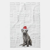 Funny Pet Lover Holiday Wolfhound Dog Christmas キッチンタオル (縦)