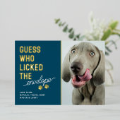 Funny Pet Photo Licked Envelopes Christmas 箔シーズンカード (立ち正面)