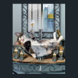 Funny Pet Poster Tipsy Kitty ポスター<br><div class="desc">If you love the furry creatures called cats, you will enjoy this poster from my, High Society Cat, series. The inspiration for the scenes came from watching my own two cats. Spoiled and loving a lot of attention they live selfishly in comfort. In this painting, the Kitty is taking a...</div>