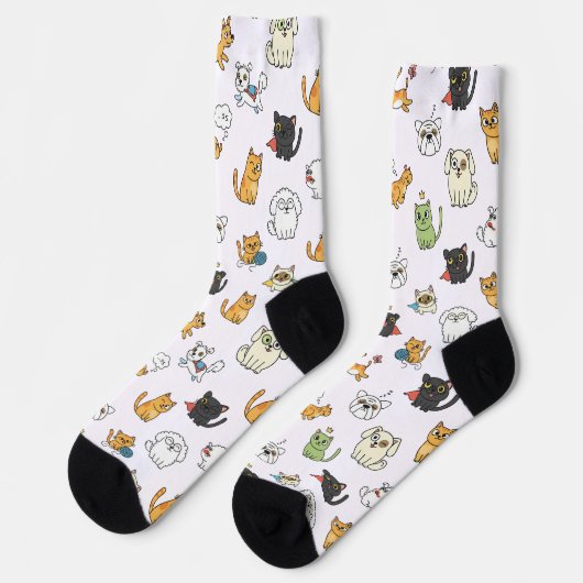 Funny Pets Pattern Crew Socks ソックス (左)