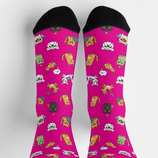 Funny Pets Pattern Crew Socks ソックス (上部)