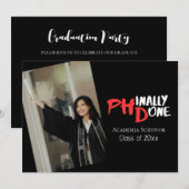 Funny PhD Graduation Phinally Done Photo 招待状 (正面/裏面)