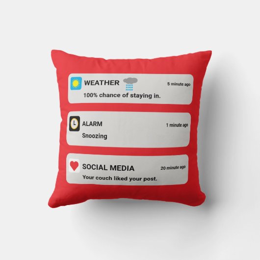 Funny Phone Notification Throw Pillow クッション (裏面)