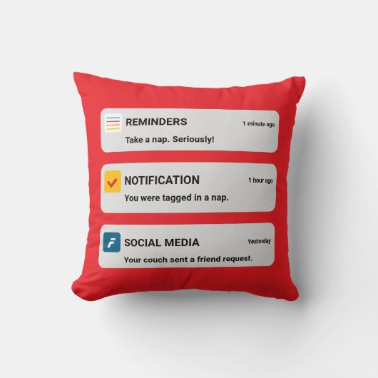 Funny Phone Notification Throw Pillow クッション (正面)
