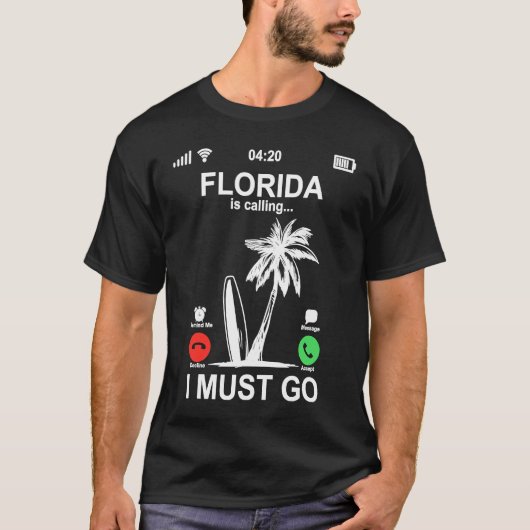Funny Phone Screen Florida Is Calling And I Must G Tシャツ (正面)