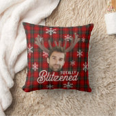 Funny Photo Face Blitzened Christmas Custom Gift クッション (ブランケット)