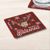 Funny Photo Face Blitzened Christmas Custom Gift スクエアペーパーコースター (アングル)