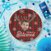 Funny Photo Face Blitzened Christmas Custom Gift ペーパープレート (パーティー)