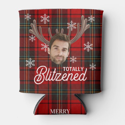 Funny Photo Face Blitzened Christmas Custom Gift 缶クーラー (正面)