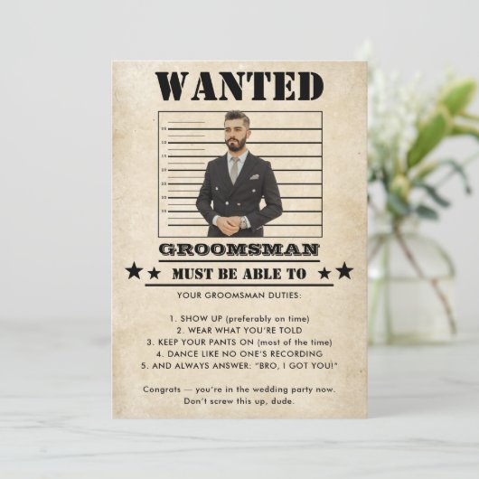 Funny Photo Groomsman Invitation (スタンド正面)
