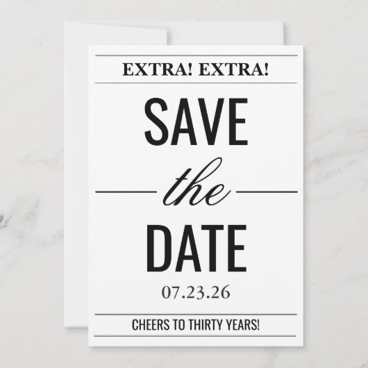 Funny Photo Newspaper 40th Birthday 招待状 (裏面)