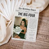 Funny Photo Newspaper 40th Birthday 招待状