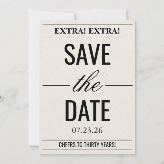 Funny Photo Newspaper 40th Birthday 招待状 (裏面)