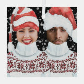 Funny Photo Personalized Christmas ガラスオーナメント (裏面)