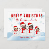 Funny Photo Snowman Family   ポストカード (正面/裏面)