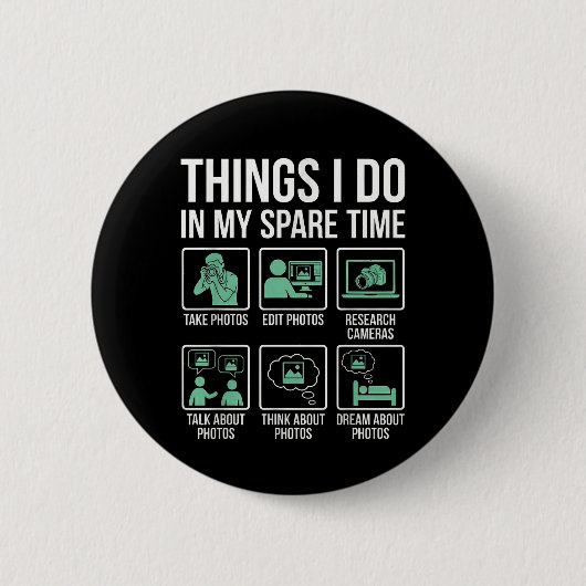 Funny Photographer Spare Time Photo Lover Editing  缶バッジ (正面)