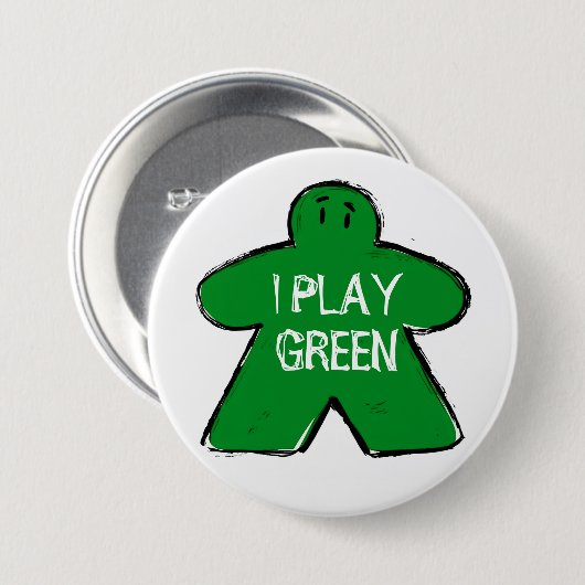 Funny Phrase Grunge Green Meeple Board Gamer  缶バッジ (正面&裏面)