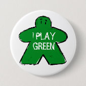 Funny Phrase Grunge Green Meeple Board Gamer  缶バッジ (正面)