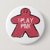 Funny Phrase Grunge Pink Meeple Board Gamer  缶バッジ (正面)