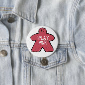 Funny Phrase Grunge Pink Meeple Board Gamer  缶バッジ (インサイチュ)