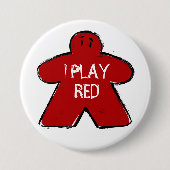Funny Phrase Grunge Red Meeple Board Gamer  缶バッジ (正面)