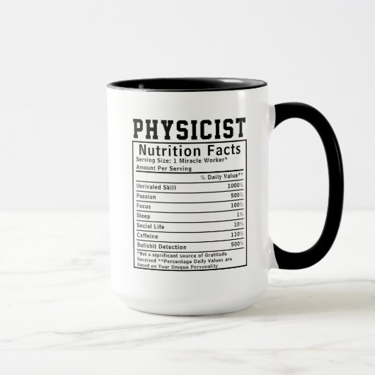 Funny Physicist Nutrition Facts Employee Staff  マグカップ (右)