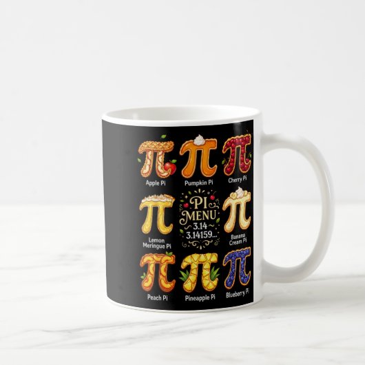 Funny Pi Day 3.14 Pi Menu Fruit Math Lover Teacher コーヒーマグカップ (右)