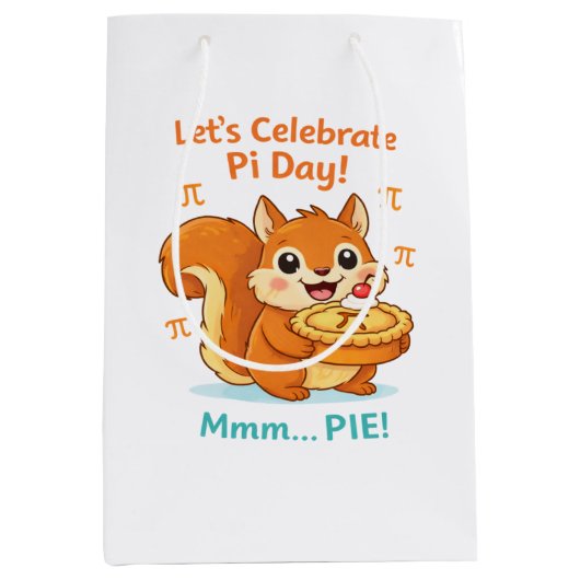 Funny Pi Day Animal with Pie – Math Lover Gift ミディアムペーパーバッグ (正面)