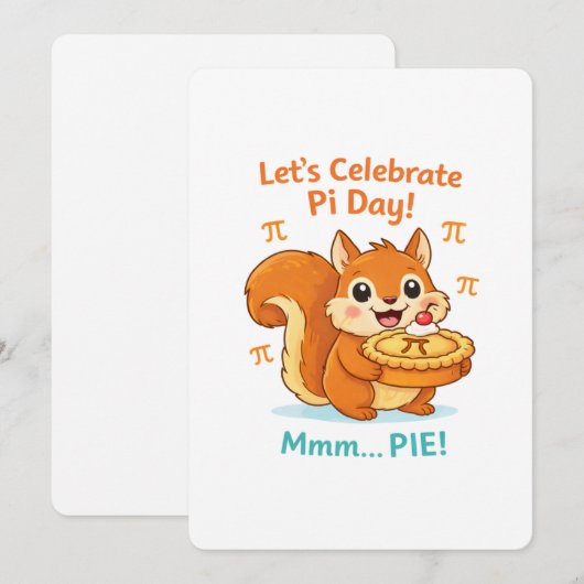 Funny Pi Day Animal with Pie – Math Lover Gift 招待状 (正面/裏面)