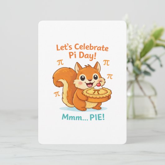 Funny Pi Day Animal with Pie – Math Lover Gift 招待状 (スタンド正面)